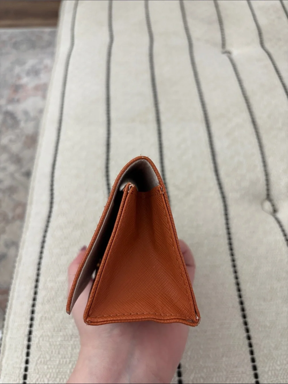 Tory Burch Orange Saffiano Sunglasses Case with Gold Logo